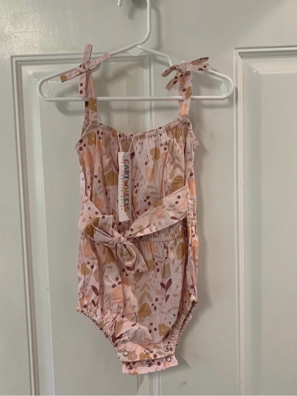 NWT 12/18m Cartwheels Charlie Paige pink/brown/coral floral sleeveless romper